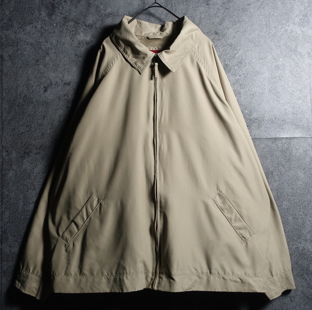 Beige Plain Smooth Nylon Swing Top Blouson