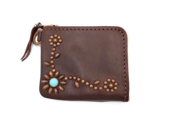 L ZIP  STUDS WALLET (TRIBAL FLOWER)