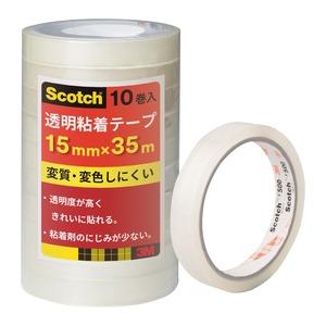【特価処分】3M スリーエム スコッチ セロハンテープより変色しにくい 透明テープ 大巻 10巻入 15mm×35m 500-3-1535-10P