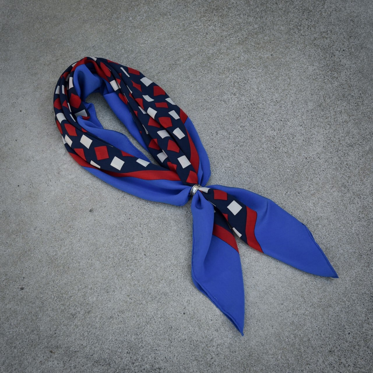 YSL Vintage Silk Scarf (BLUE/RED/WHITE) イブサンローラン シルク