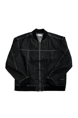 ATELANE / 11.5oz DENIM RIB BLOUSON - BLACK