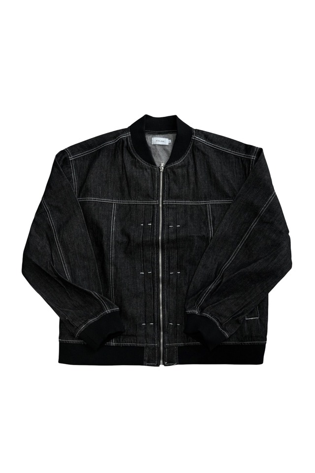 ATELANE / 11.5oz DENIM RIB BLOUSON - BLACK