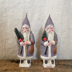 パピエマシェの大きめ紫色サンタクロース