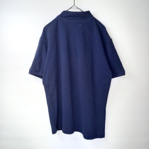 90s　フレンチラコステ　半袖　ポロシャツ　刺繍ロゴ　肩ライン　ユーロ古着　紺