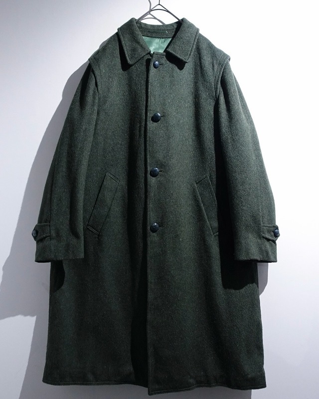 EURO Green Wool Chin Strap Loden Coat