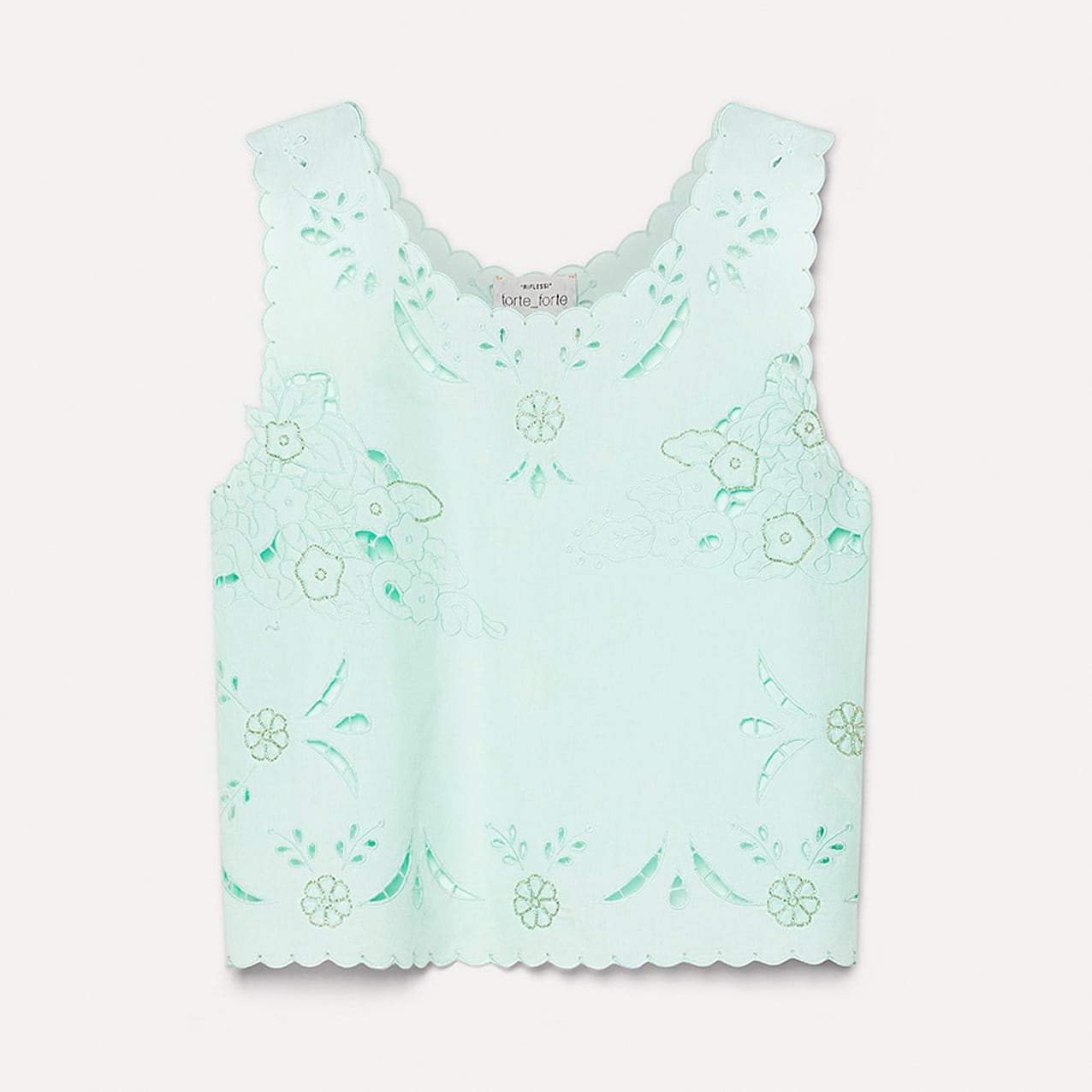 forte_forte COTTON POPLIN EMBROIDERY TOP MINT