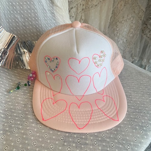 yushokobayashi/heart mesh cap