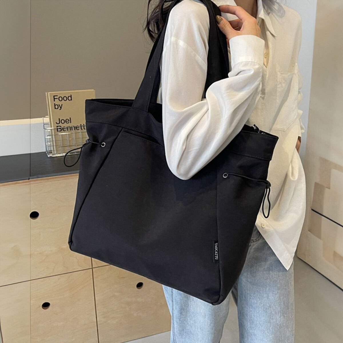 トートバッグ 大容量 A4 レディース 韓国 通勤 通学 ドローストリング おしゃれ 大人 カジュアル 折りたたみ シンプル マザーズバッグ 多収納 無地 大人可愛い 大人女子