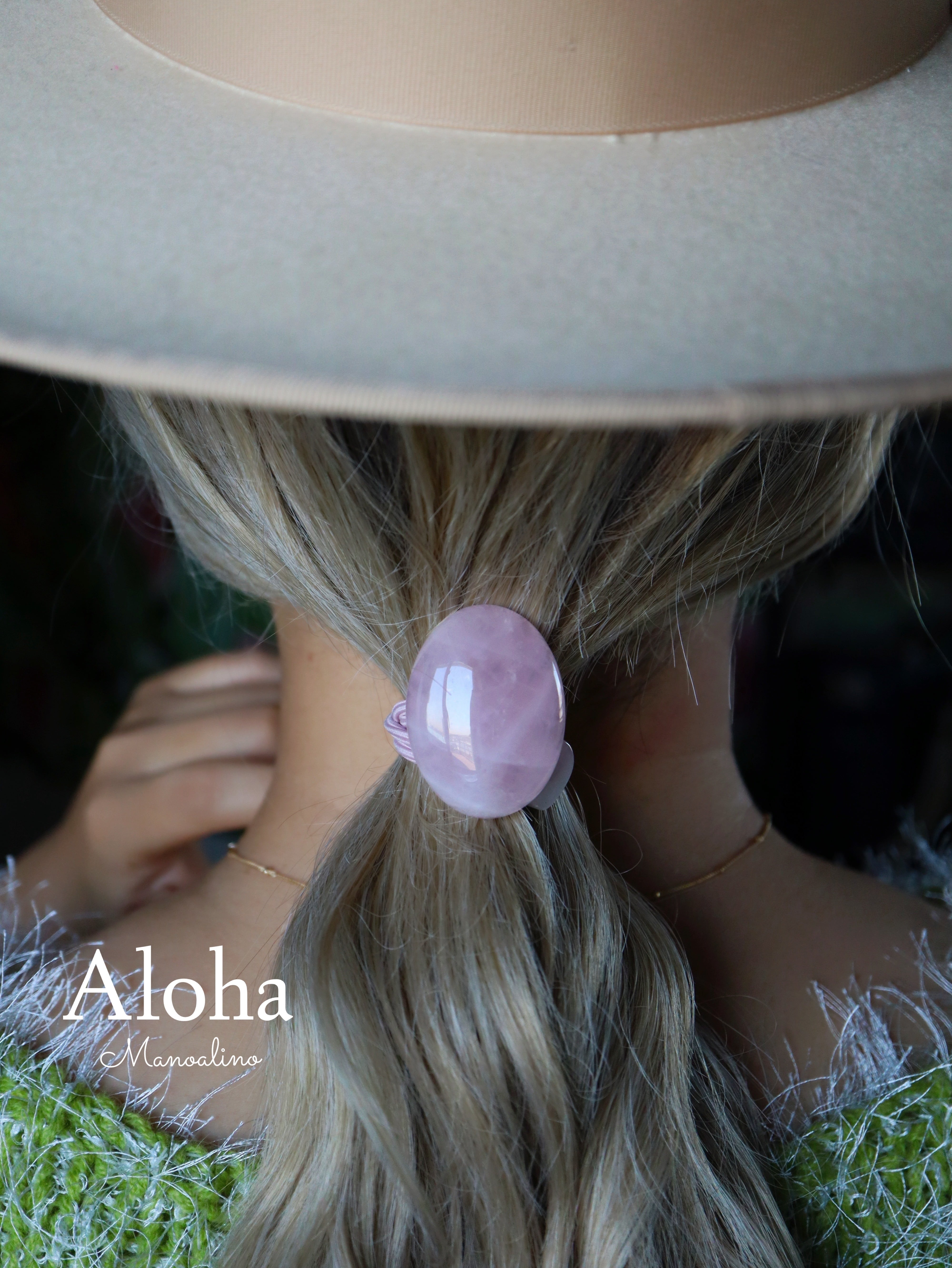 Oval Rose quartz hair accessory(オーバルローズクォーツ Oval Rose quartz hair accessory(オーバルローズクォーツ