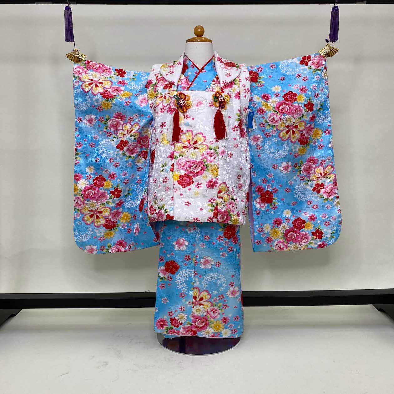 七五三 子供用 着物セット 花柄 七五三753着物フルセット 7歳女の子