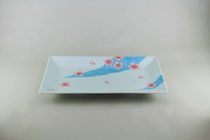 流水桜　長角皿