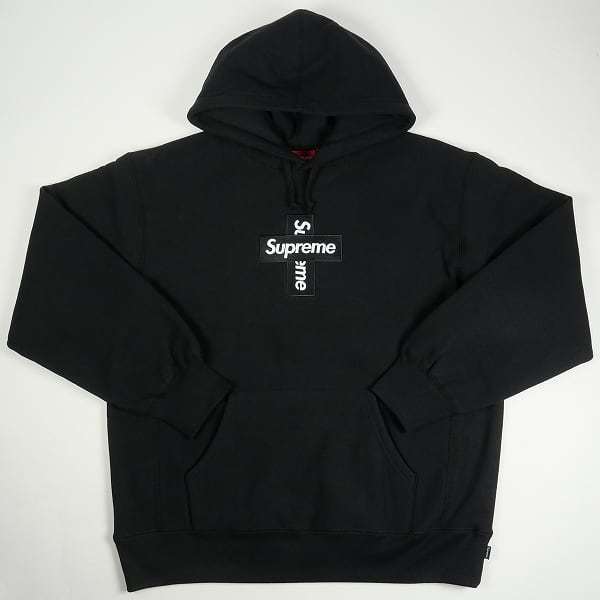 supreme cross box logo hooded black S