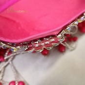 ベリーダンス オリエンタル 衣装 トップス ベルト セット ピンク系 ラインストーン スパンコール 豪華 装飾 華やか キラキラ ダンス衣装 イベント ステージ 鮮やか かわいい フリンジ