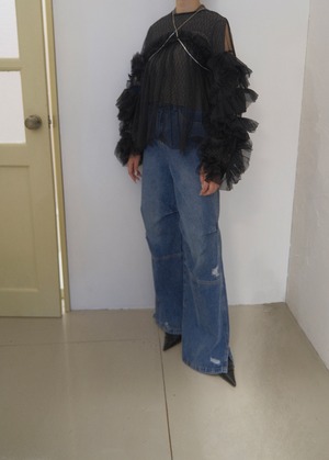 Decorative Tulle Tops / BLACK