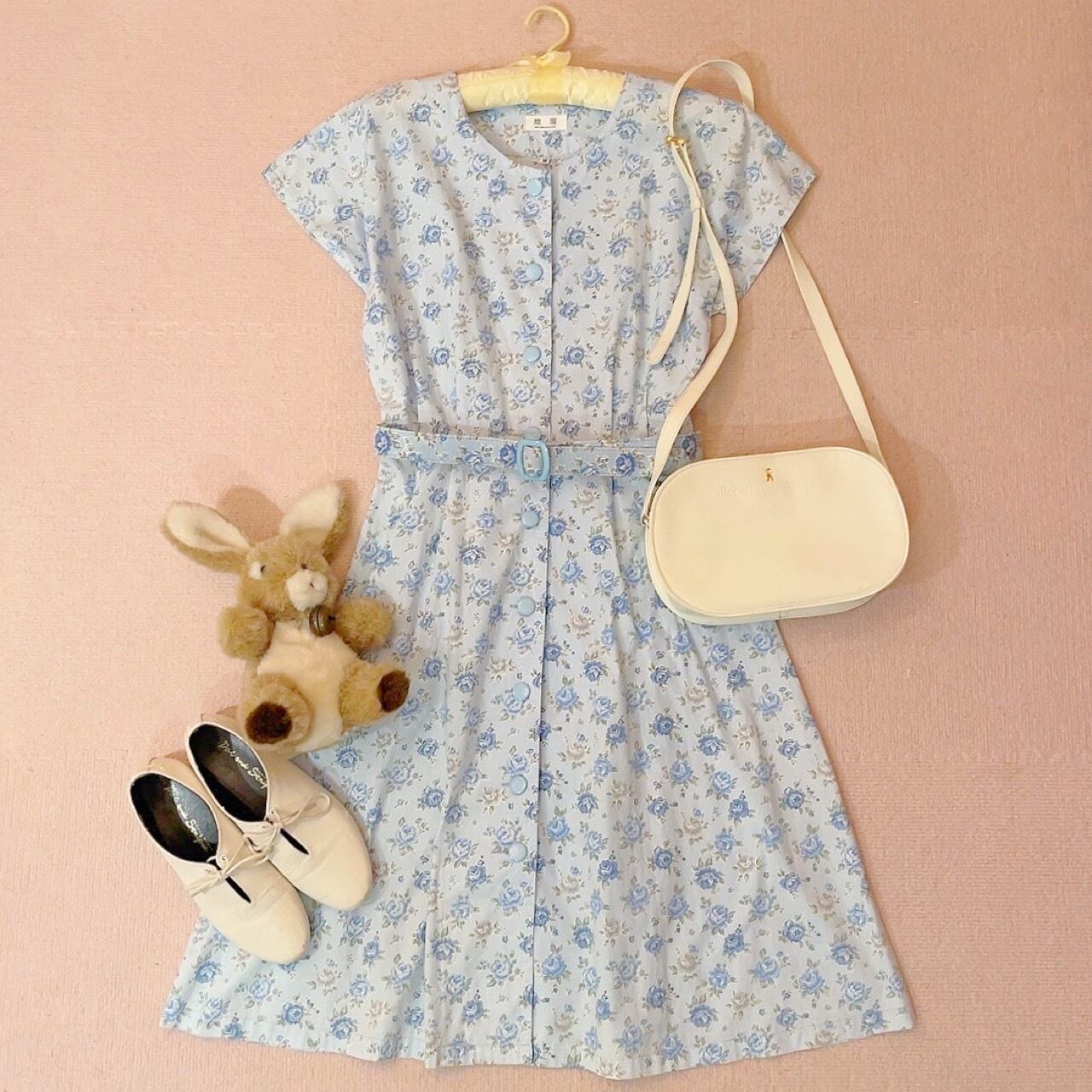 light blue rose cotton one-piece