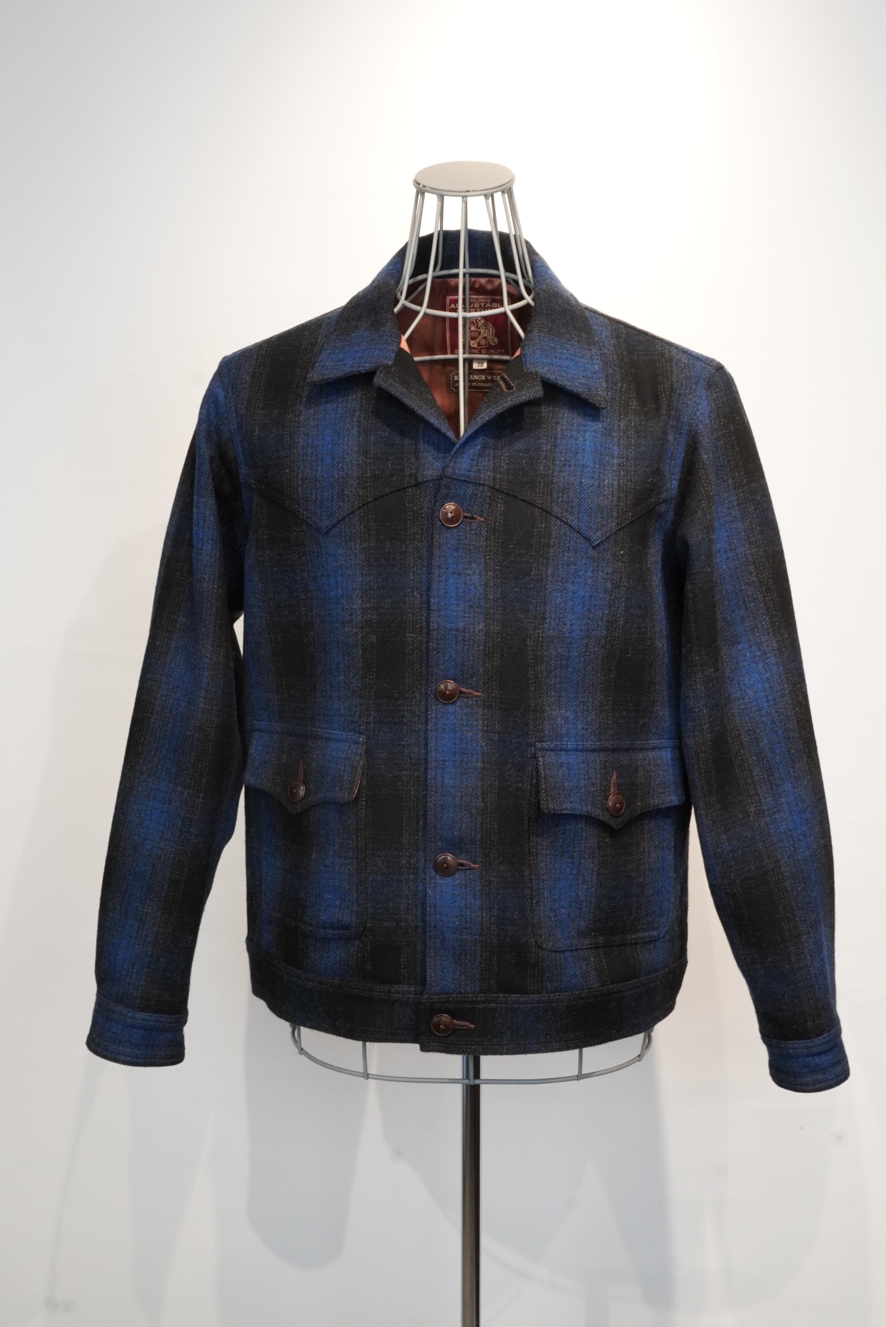 ADJUSTABLE COSTUME / OMBRE CHECK MELTON WESTERN SHORT JACKET