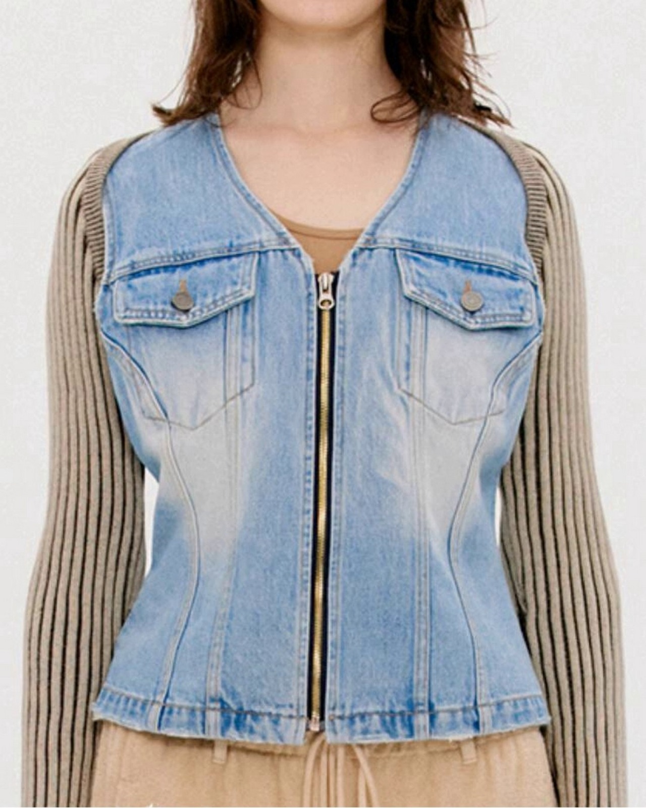 ストライプハーフ丈カーディガン　A0522 - 12