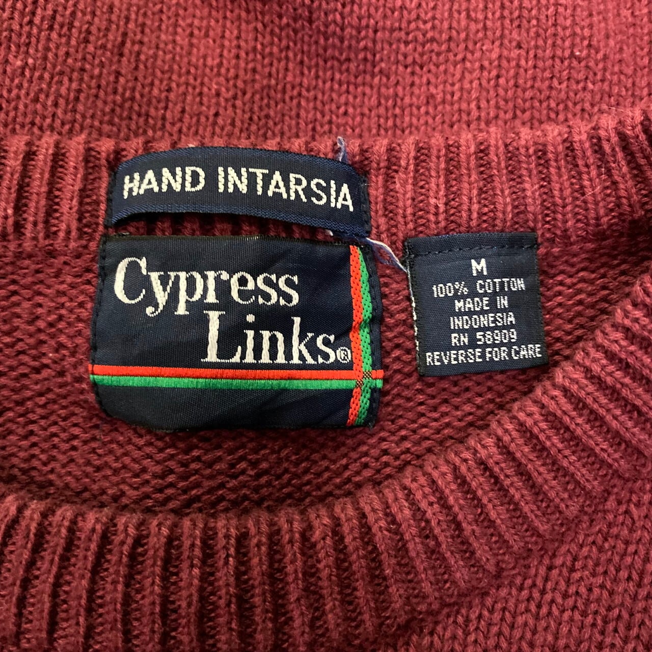90年代 ヴィンテージ Cypress Links ゴルフ 柄 刺繍 コットン ニット