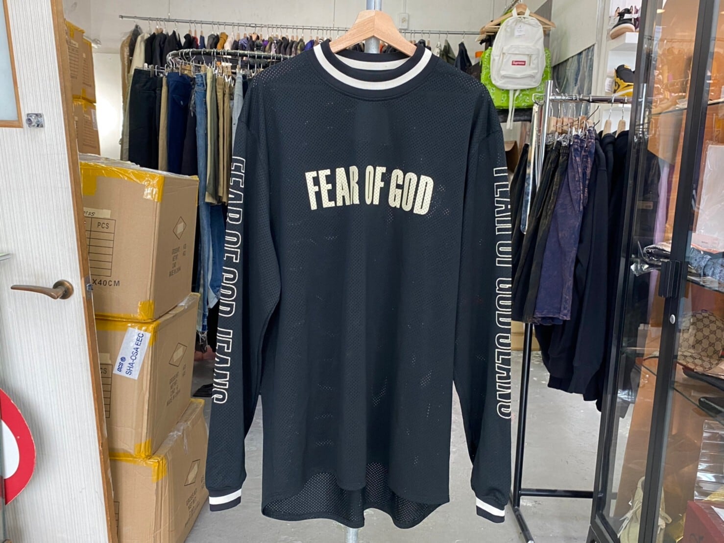 FEAR OF GOD FIFTH COLLECTION MESH MOTOCROSS JERSEY LS TEE BLACK XL 