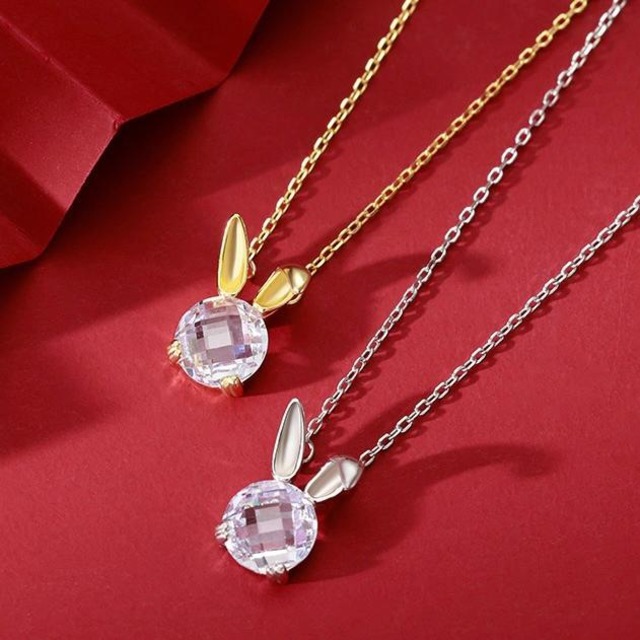 ネックレス レディース うさぎ ウサギ 兎 アニマルジュエリー 可愛い 動物 シルバー ゴールド