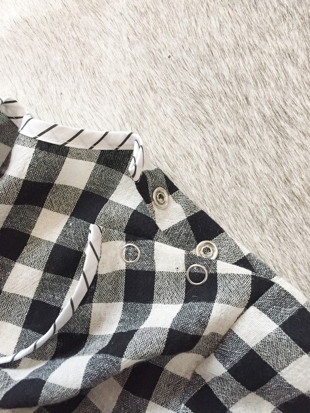 名前・イニシャル入り/ギンガムチェックビッグTブラウス 80cm / 90cm / 100cm