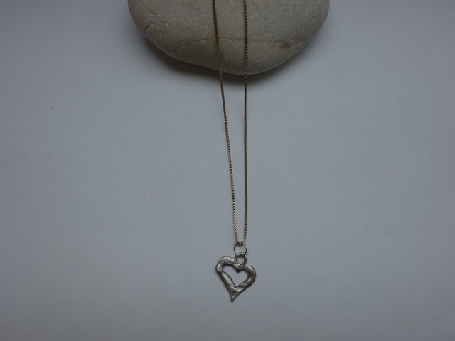 〈vintage silver925〉hammered open heart necklace