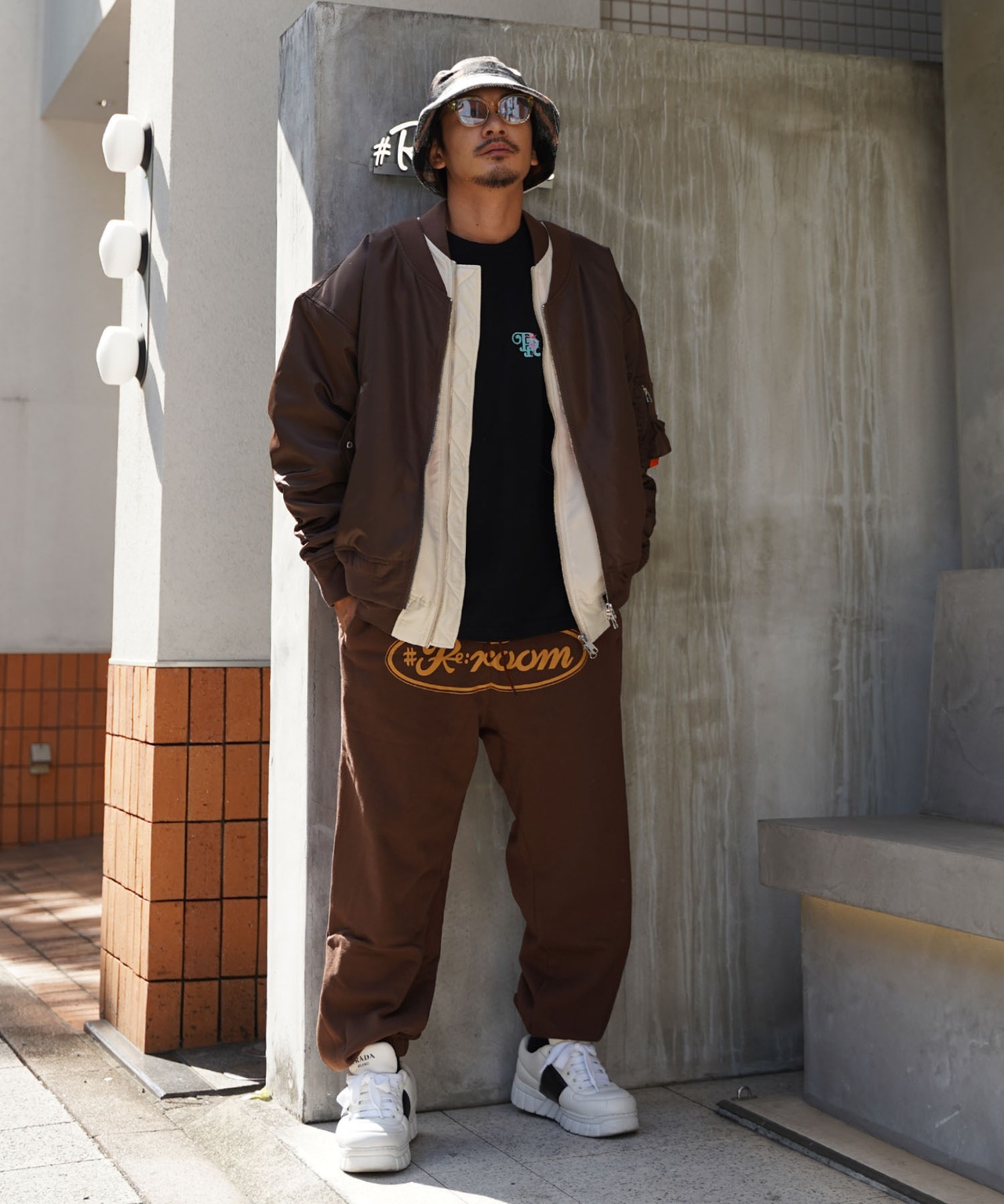 【#Re:room】BIG LOGO PRINT WIDE SWEAT PANTS［REP234］