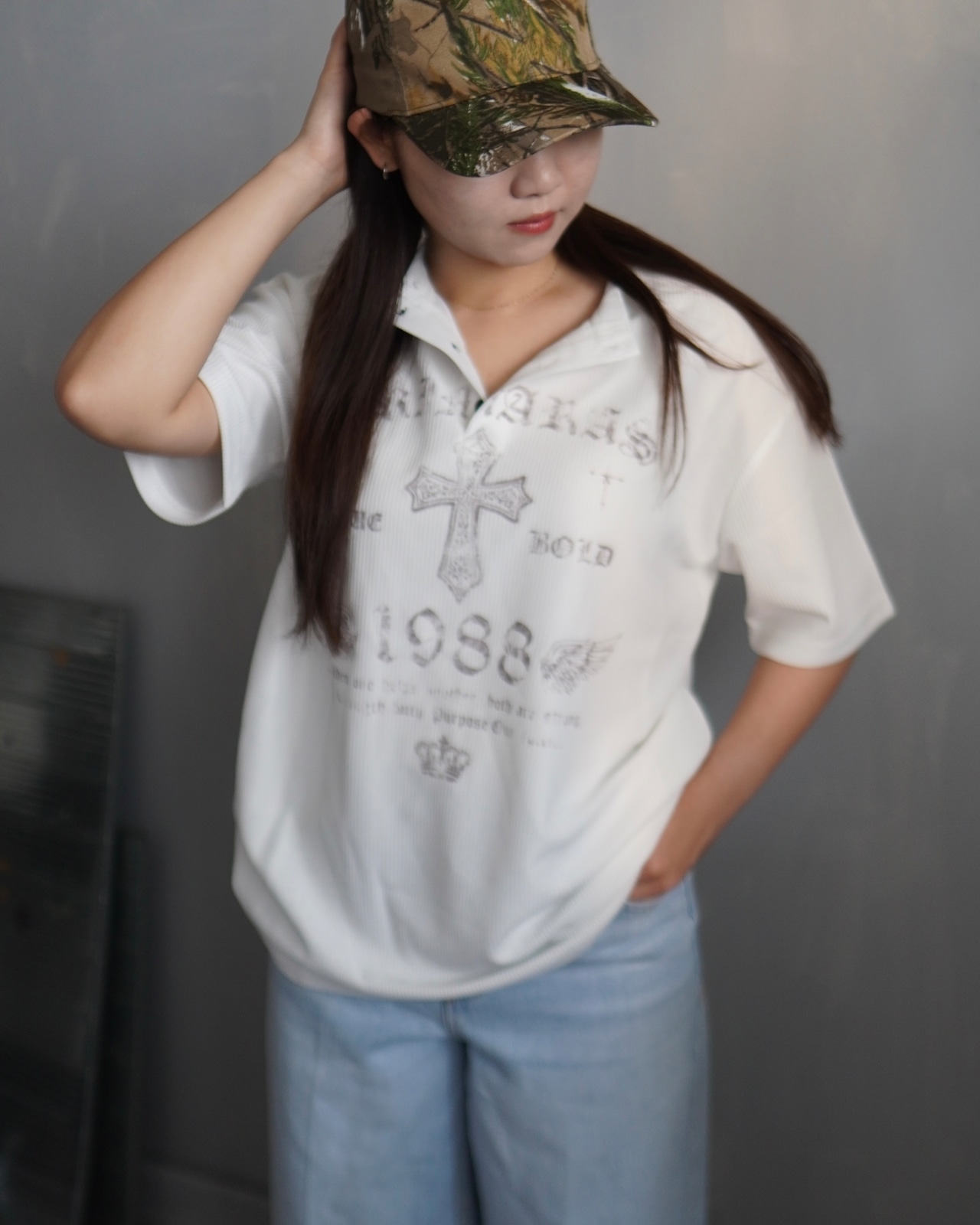 primaras×kinmedaiコラボ2弾ワッフルTee／ホワイト
