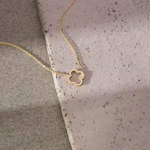 clover pave necklace 18kgp silver925 [n507]