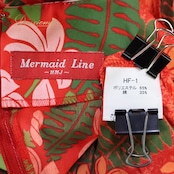 フラダンス 衣装 MermaidLine MMJ マーメイドライン エムエムジェイ ワンピース ドレス レッド系 日本製 アシンメトリー プルメリア柄 かわいい 華やか 鮮やか 明るい 赤 緑 ハワイアン アロハ ハワイアンプリント ダンス レッスン 練習