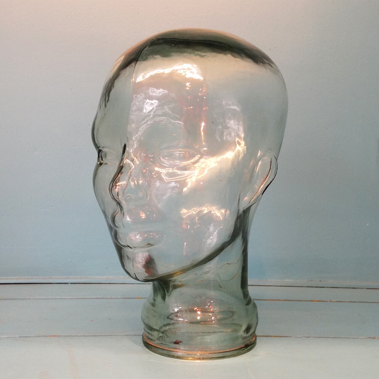 Vintage clear glass head mannequin | PANIC ART MARKET
