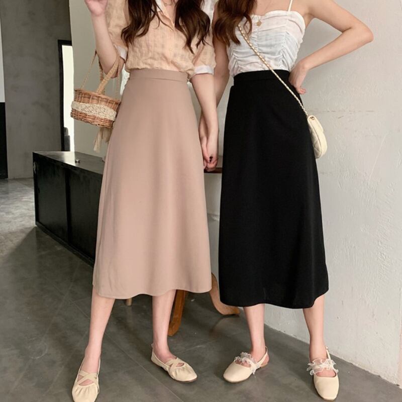 サマーハイウェストAラインスカート 薄手ロング 夏物 試着室67820104873