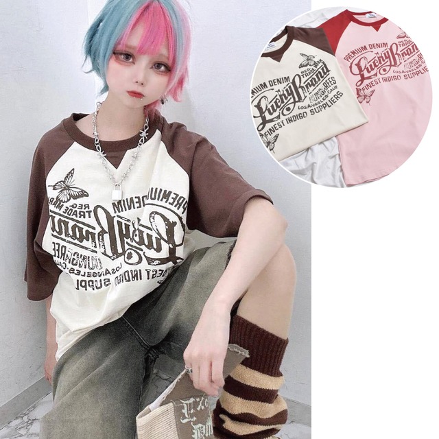 【50%OFF】アメリカンロゴ ラグランTシャツ(Butterfly)