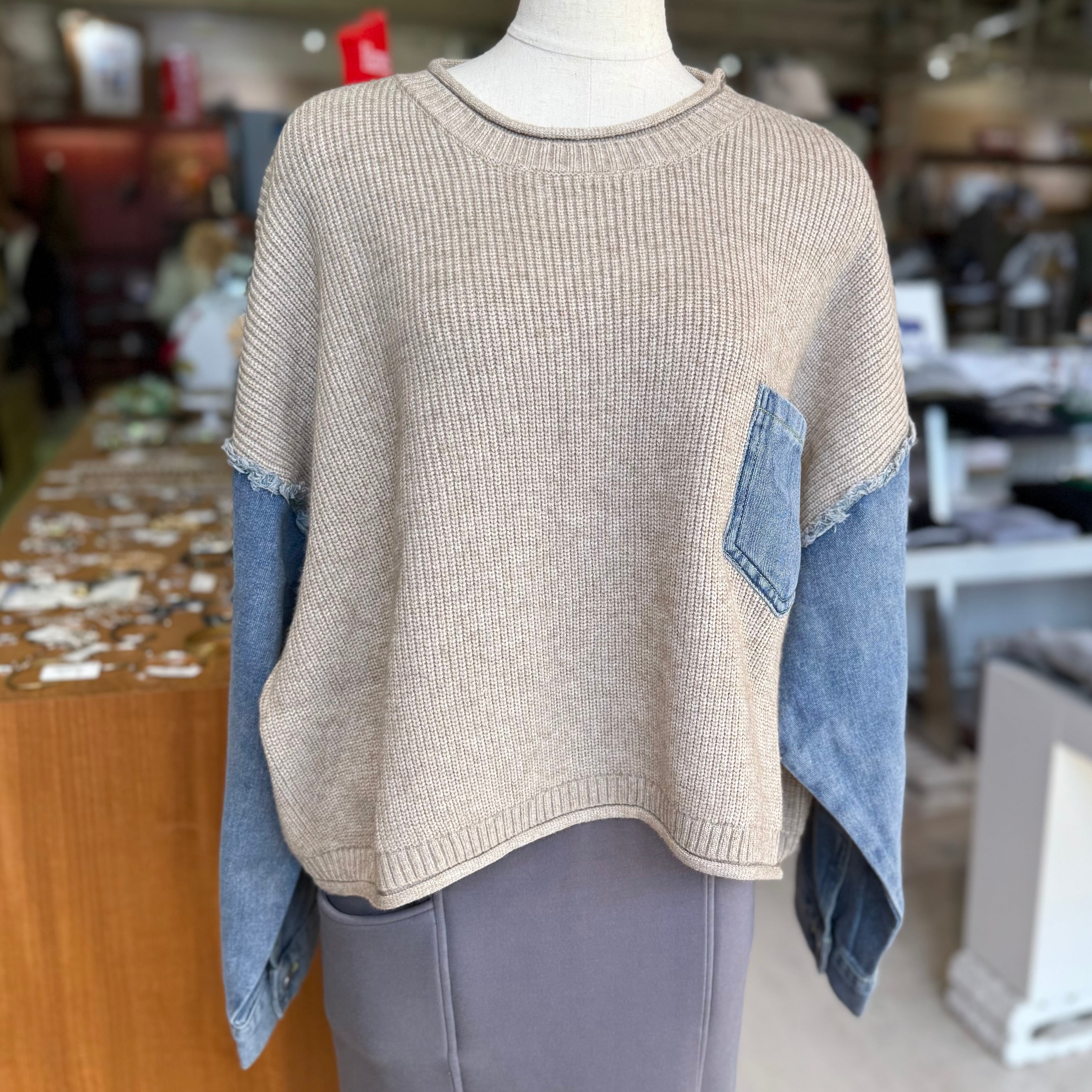 MICALLE MICALLE ミカーレミカーレ デニムドッキングクルーネックプル