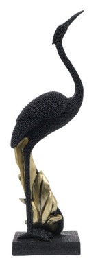 置物　鳥　鶴　オブジェ　黒　ブラック　モダン　部屋　装飾品　置き物　フィギュア　動物　オーナメント　工芸品　綺麗　玄関　高級　おしゃれ　バード　インテリア　装飾　雑貨