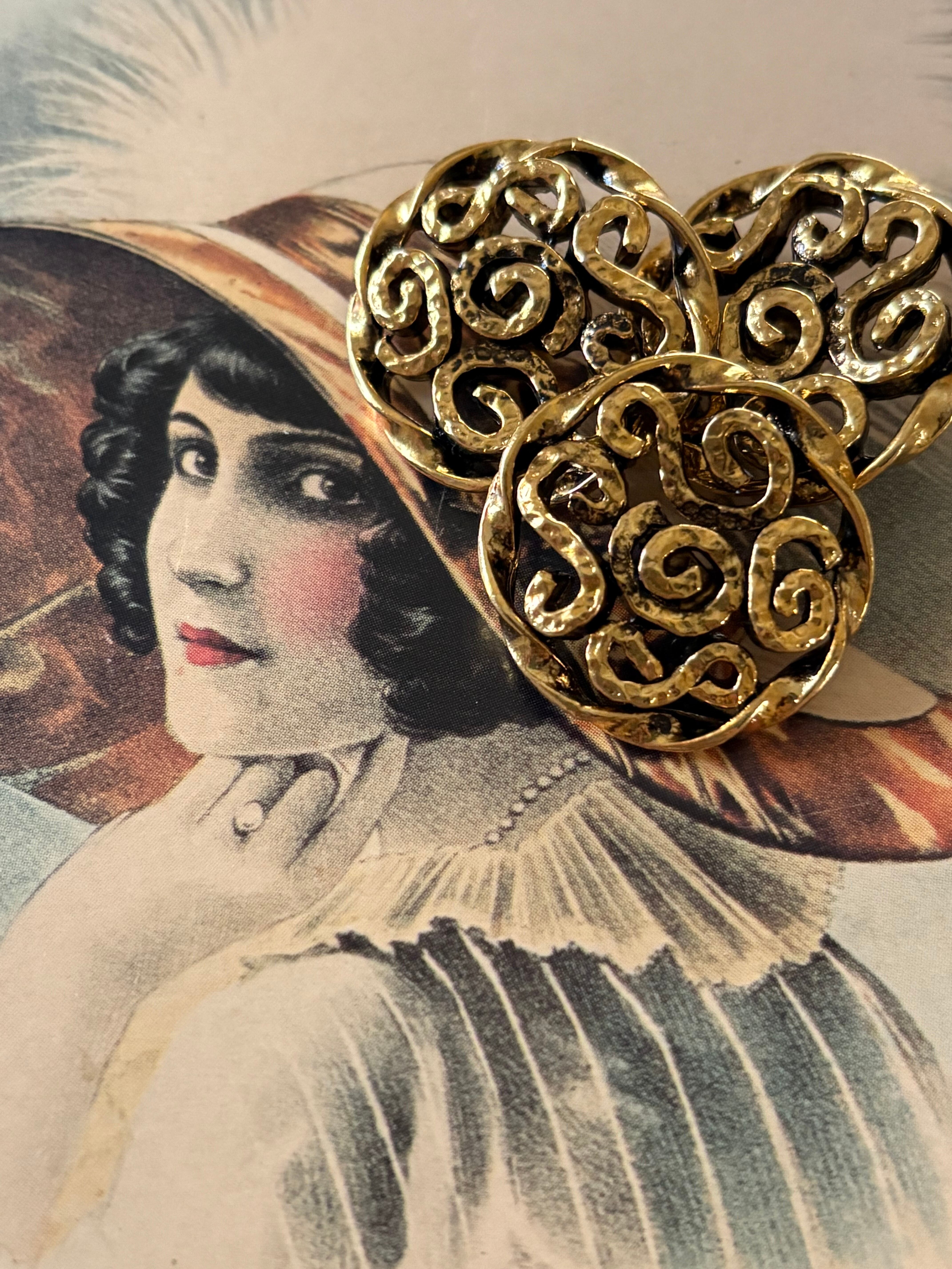 23mm Japaneseヴィンテージボタン 透かし メタルボタン アクセサリーパーツ デコレーション材