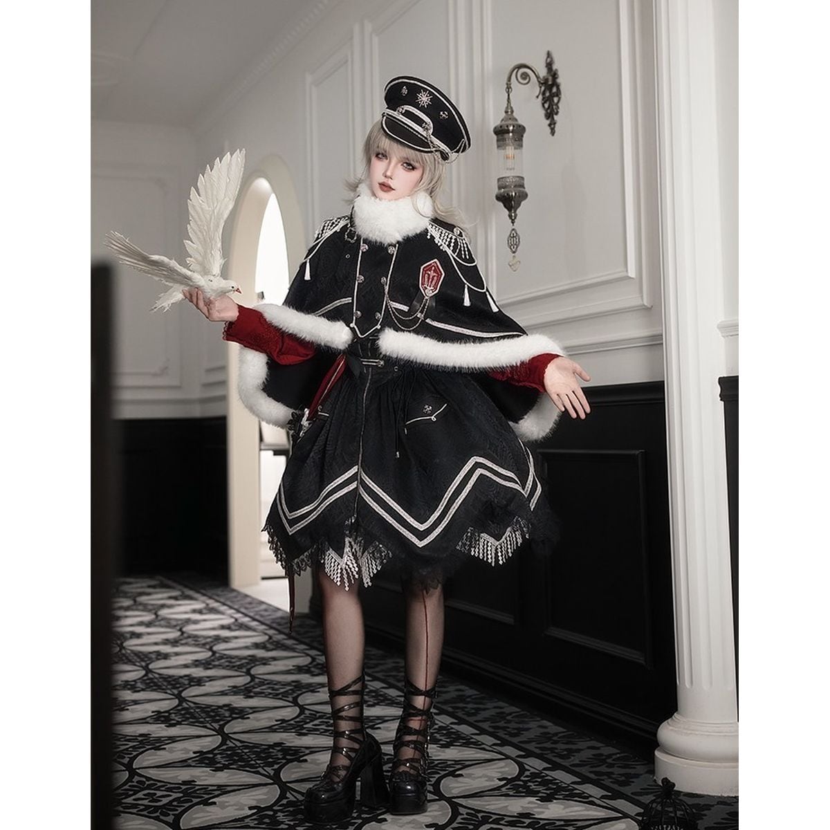 近衛聖騎士・スノーケープ・ミリタリー軍服ロリータセット：帽子