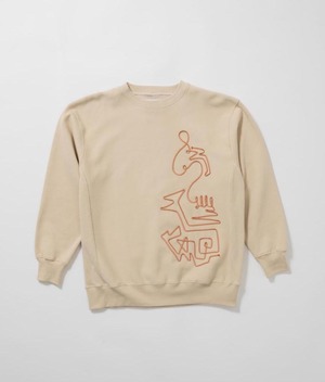 Cord embroidery sweatshirt -beige <LSD-BC3T7>