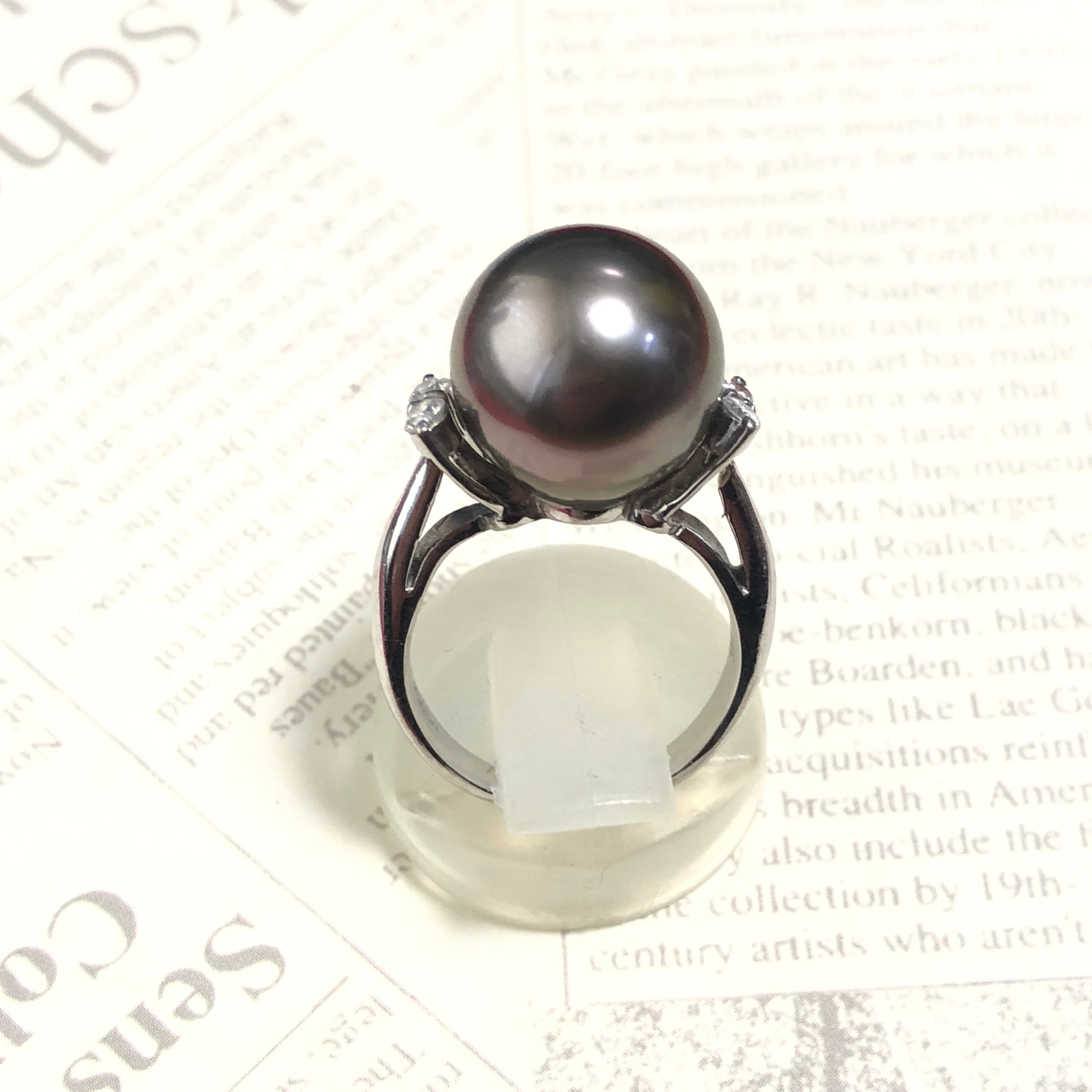 ブラックパール ダイヤモンドリング 指輪 Pt900(白金 プラチナ)