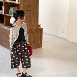 夏レトロ花柄デニムハーフパンツ