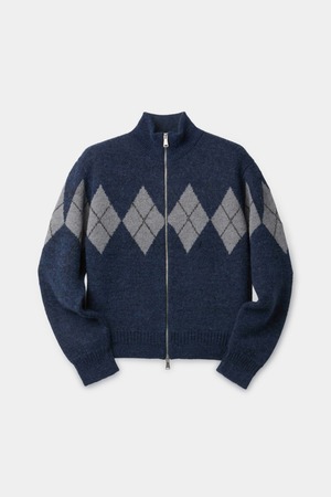 [COOR] Inside Out Argyle Zip Up (Melange Blue) 正規品 韓国ブランド 韓国通販 韓国代行 韓国ファッション クール クーア クアー 日本 店舗