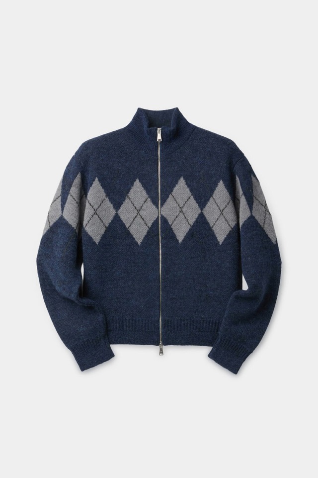 [COOR] Inside Out Argyle Zip Up (Melange Blue) 正規品 韓国ブランド 韓国通販 韓国代行 韓国ファッション クール クーア クアー 日本 店舗