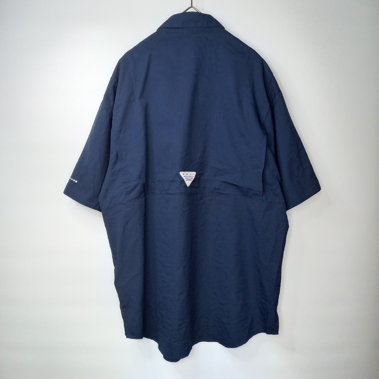 コロンビア　PFG　BDシャツ　半袖　無地　ネイビー　S/P