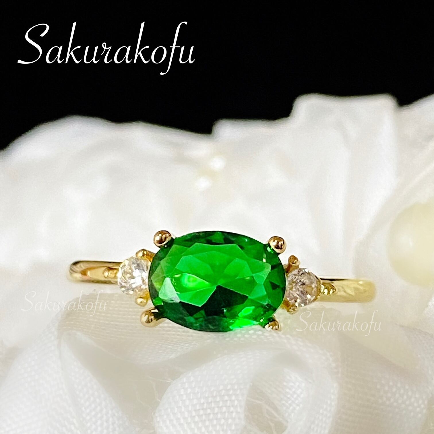 D112 送料無料 人気デザイン レディース リング 指輪 エメラルド オーバルカット ジルコニア ゴールドリング シルバージュエリー 人工宝石