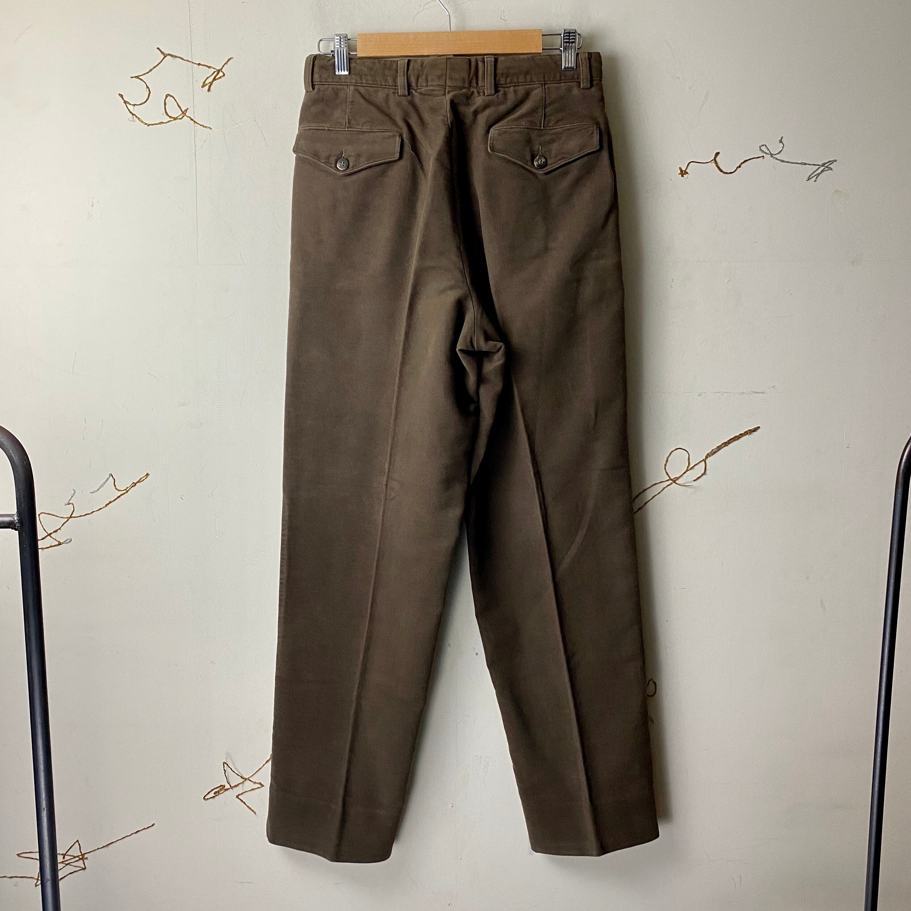 90s EMPORIO ARMANI モールスキン ギミックパンツ　アーカイブ vintage EMPORIO ARMANI moleskin tucked pants | NOIR ONLINE