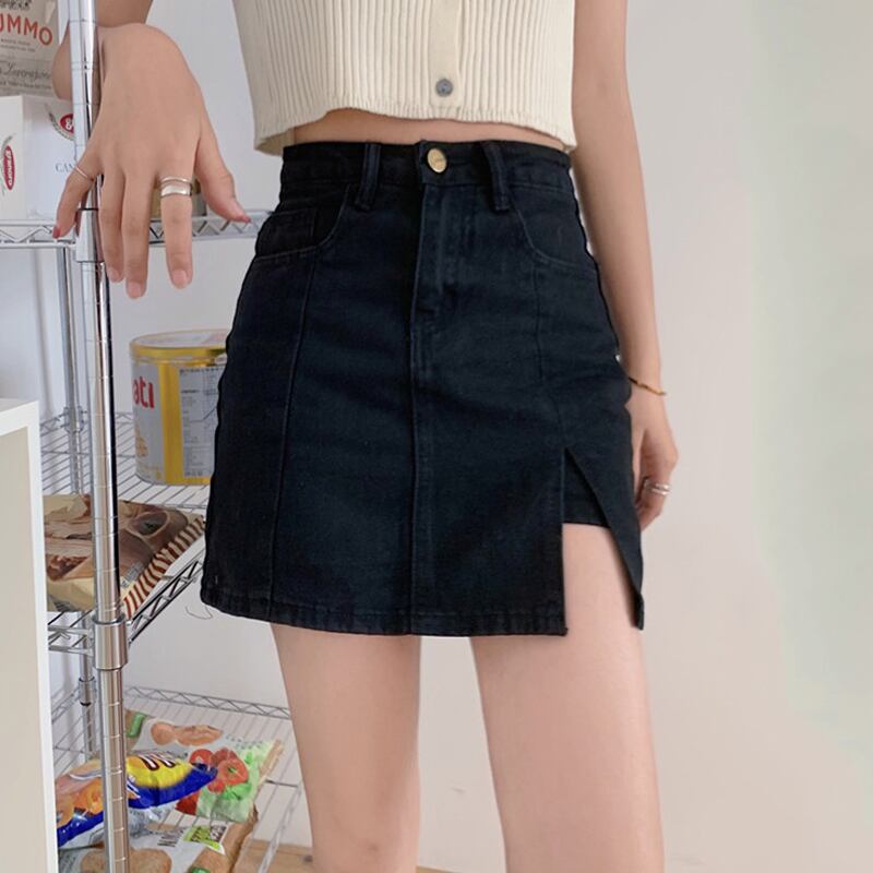 ブラックスカート サマーハイウェストウェストAラインショート 夏物 スーパーモール94477499045