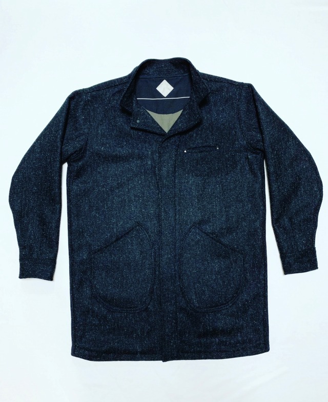 18AW メランジツイードロングテーラージャケット/Melange tweed long tailored jacket