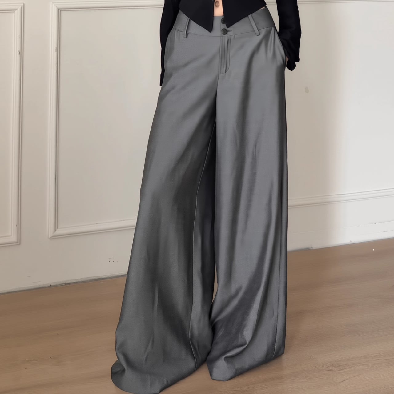 グロッシーワイドパンツ H0313