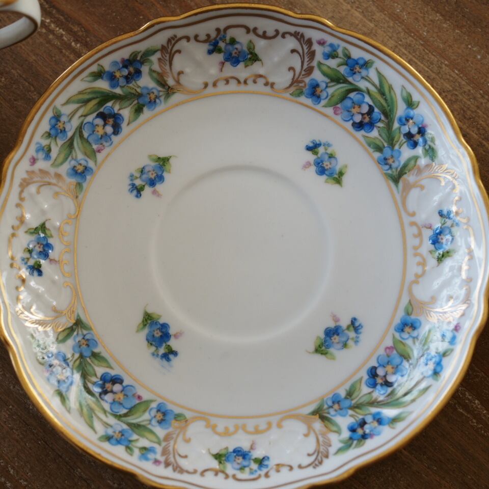 シューマンババリア　勿忘草　26.5㎝ 美品 シューマンババリア 勿忘草 脚付きカップ＆ソーサー ドイツ