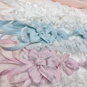 ♡【全3色】MAID Princess flower フリルレース リボンヘッドドレス light blue ♡